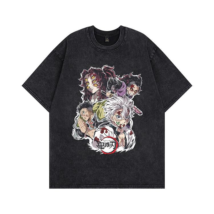 Hip-hop Heavy Washing Water Old Cartoon Short-sleeved OVERSIZE Loose Men's and Women's Same T-shirt American High Street Tide Brand