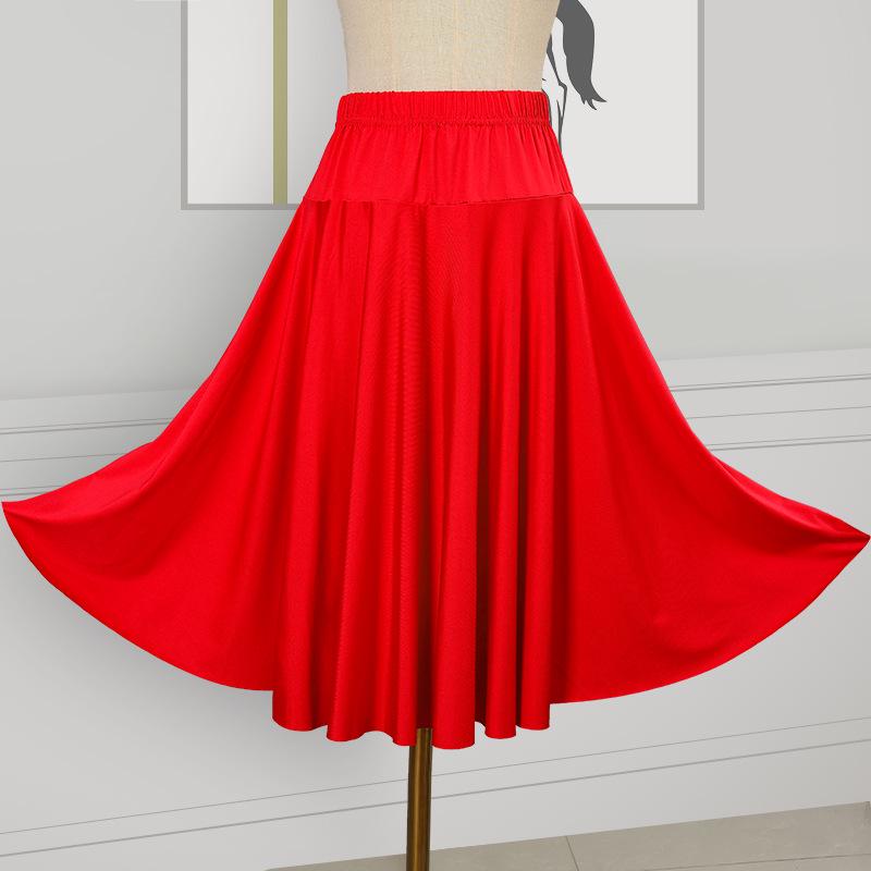 2025 Nová jednobarevná sukně na square dance a sálový tanec s velkým rozsahem