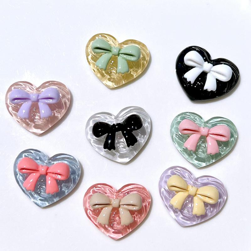 10 Pcs New Cute Cartoon Transparent Heart Shape Butterfly Junction Resin Scrapbook Diy Jewellery Hairpin Accessories Craft A60