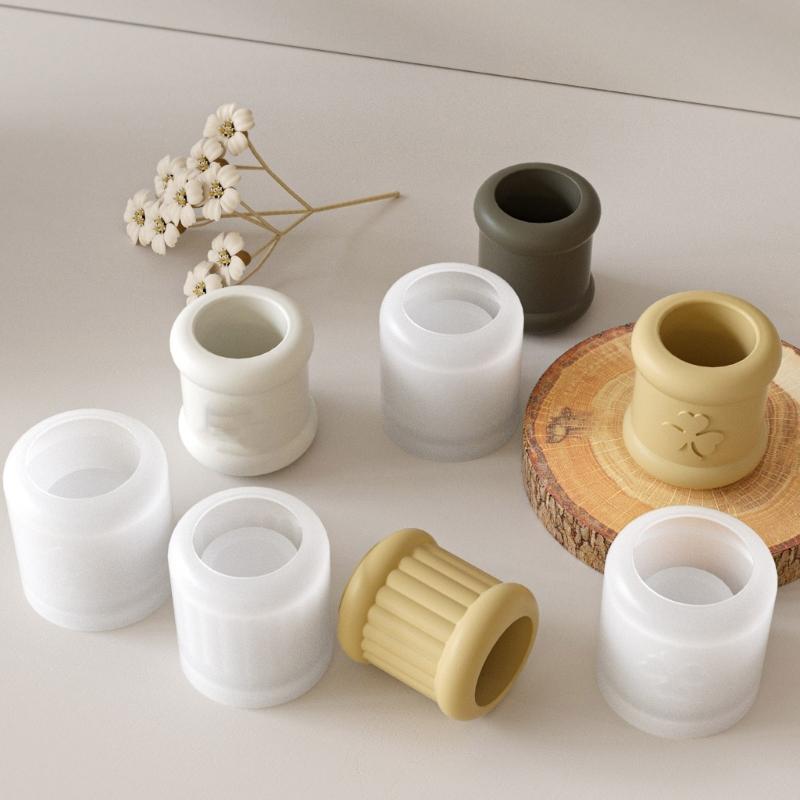 Silicone Cylinder Candle Holder Mould for Resin Craft and Decorative Candle Base Making