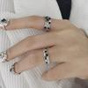 Unique 925 Sterling Silver Checkerboard Broken Ring For Women Adjustable Fashionable Design