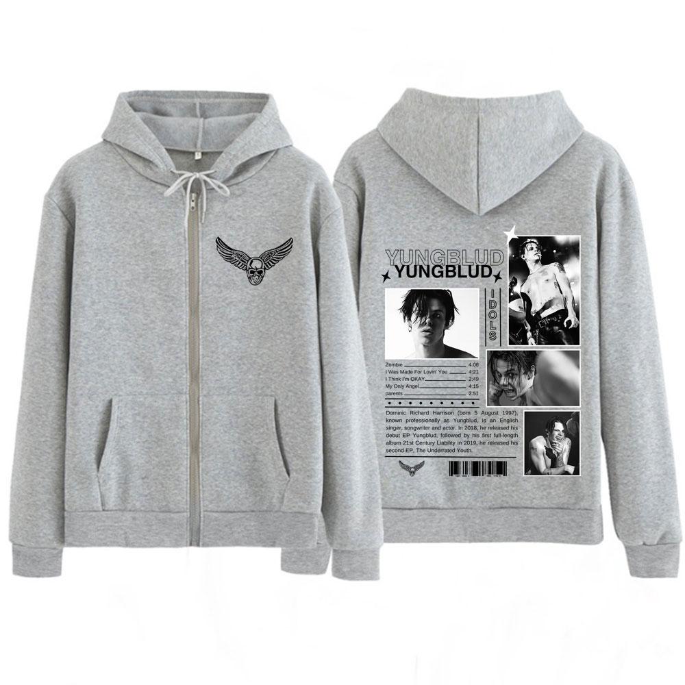 Yungblud IDOLS The World Tour  Vintage Zipper Hoodie Men Women Hip-hop Jacket Autumn Winter Casual Hip-hop Zip Up Sportswear