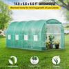 Walk-in Tunnel Greenhouse, 15 x 7 x 7 ft Portable Plant Hot House w/ Galvanized Steel Hoops, 1 Top Beam, 2 Diagonal Poles, 2 Zippered Doors & 8