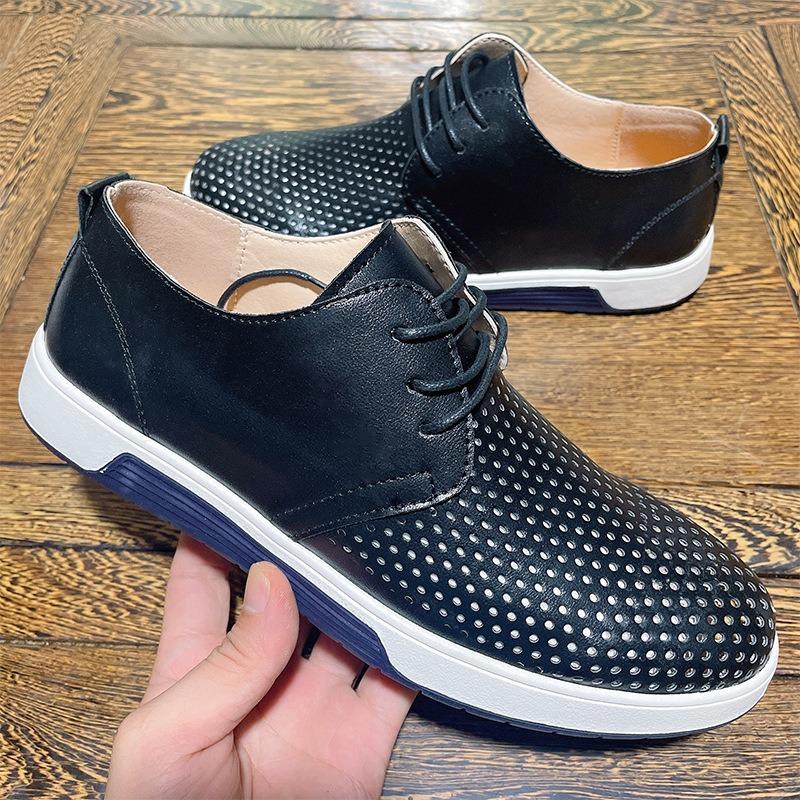 

Men s Breathable Synthetic Leather Sports Shoes Lightweight Casual Lace Up Shoes Suitable for Summer Daily Wear 38 чёрный