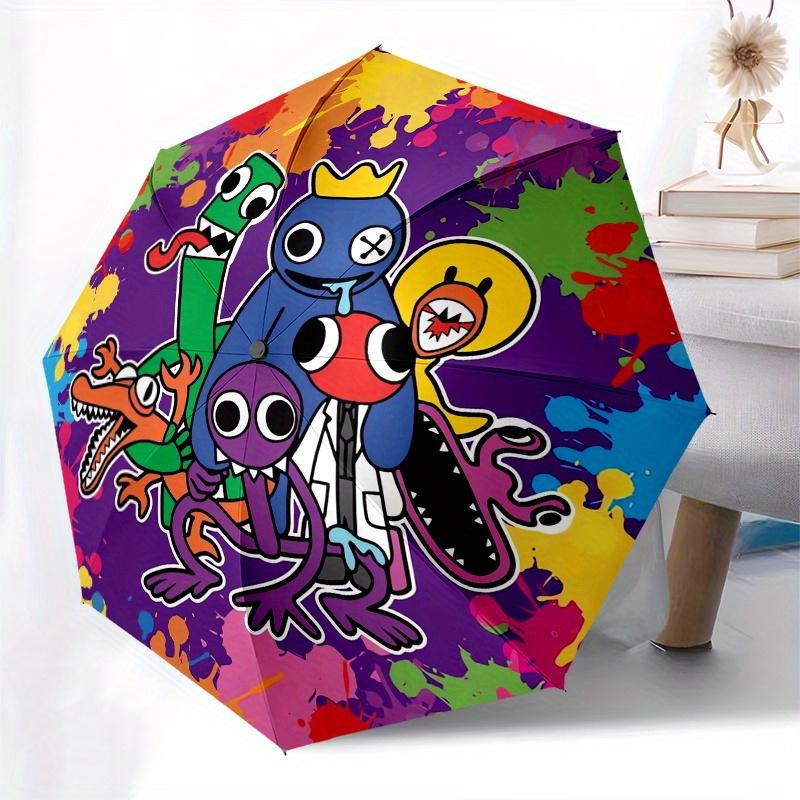 Cartoon Characters,Splash Art Automatic Folding Umbrella Simple 8 Rib Design, Bright Cartoon Pattern, Durable Iron Frame, Suitable For Trav