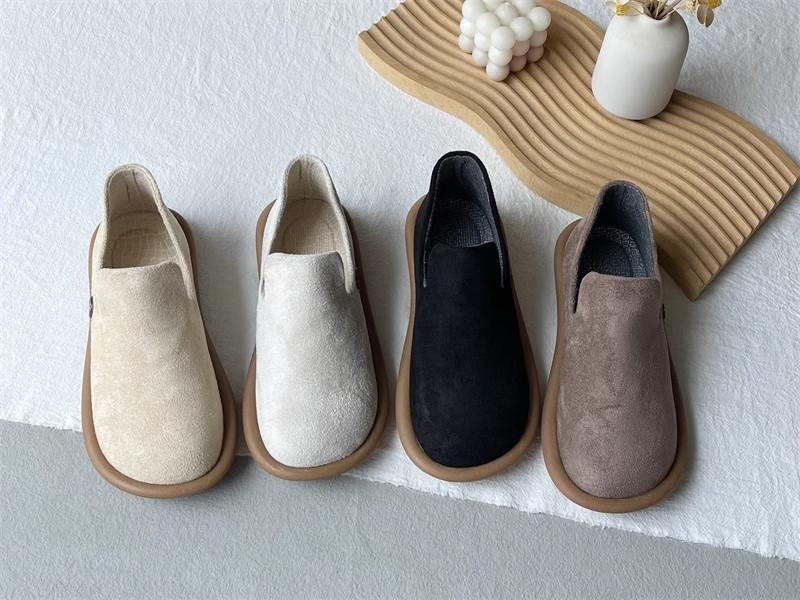 Round Toe Low Heels Shoes Woman  Female Footwear Shallow Mouth Casual Sneaker Modis Loafers With Fur New Dress Grandma Summe