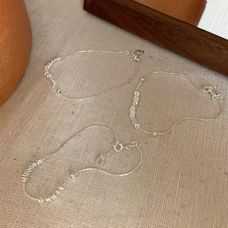 Silver Flying Disc Bead Bracelet: Elegant Korean Style with Versatile Design