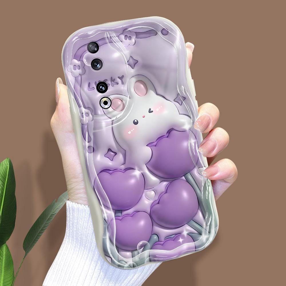 Cute Cartoon Pattern Cream Texture Casing Wavy Edge Soft Silicone Cover Phone Case for Huawei Honor Infinix Tecno iPhone