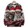 Women's Fashion Round Neck Casual Long Sleeve Christmas Cute Printed Woolen Knit Top