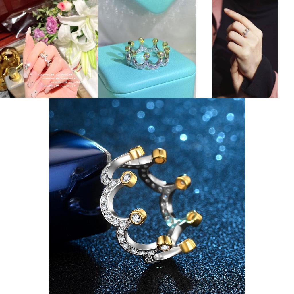 Bague pour femme au design élégant de couronne avec laiton durable et acier inoxydable de couleur argentée idéale pour les occasions spéciales et les cadeaux