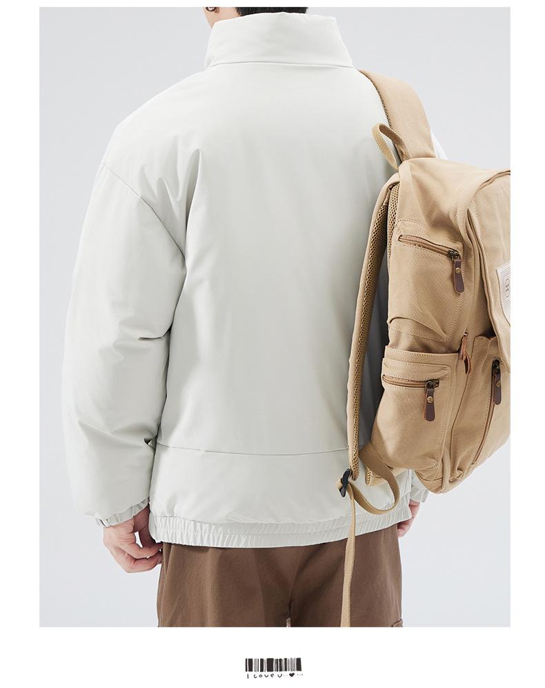 Vielseitige Herren Winter Stehkragen Baumwolljacke – Locker, Trendy, Einfarbig, Verdickt für Wärme