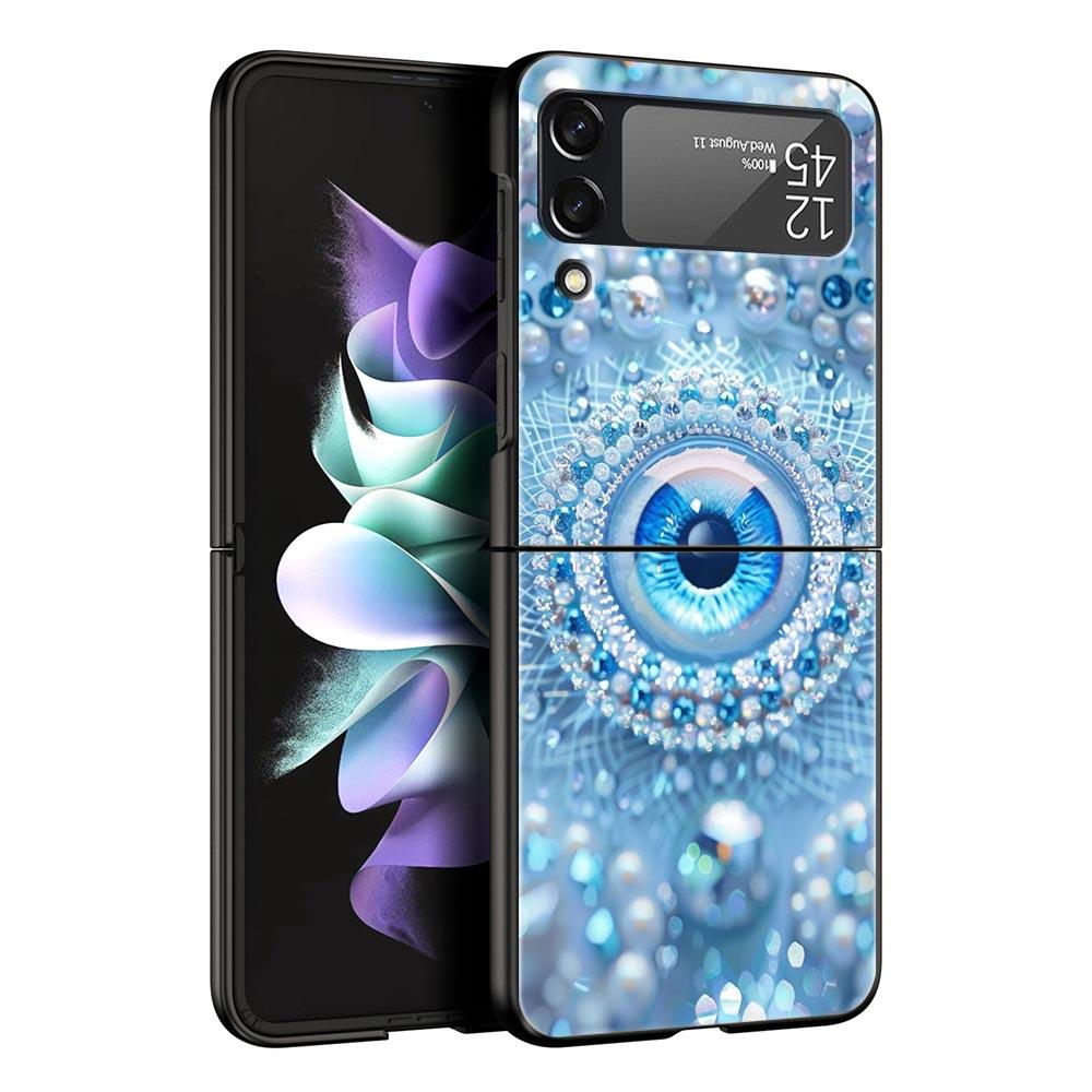 Fashion Eyelashes Eyes Hard PC Phone Case For Samsung Galaxy Z Flip 7 6 5 4 Black Cover For Galaxy Z Flip3 Foldable Fundas Shell