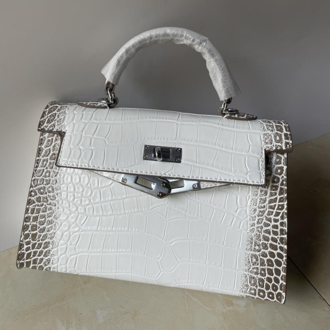 

Crocodile Pattern Kelly Bag 2025: Retro Single Shoulder & Crossbody Handbag, Hot Seller