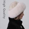 Real Fur Dome Hats for Women Natural Fox Mink Fur Cap Winter Luxury Warm Fashion Snow Hats
