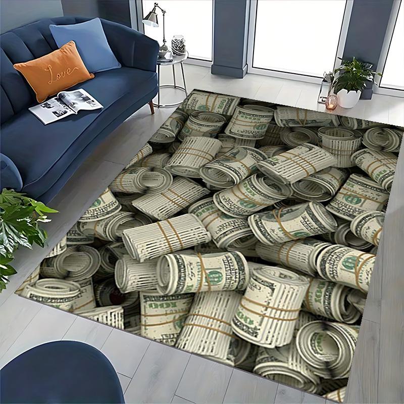 1pc Anime Cartoon Design Office Chair Mat - 100 Dollar Bill Pattern, Non-Slip Carpet for Home Decor, Suitable for All Seasons, Perfect Gift for Office