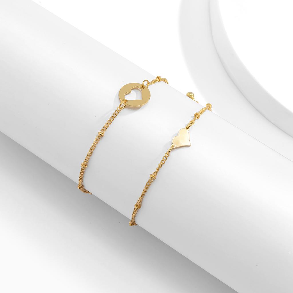 Hip-Hop Simple Personality Heart-Shaped Butterfly Bracelet Female, Retro Star-Shaped Metal Copper Bead Chain Jewelry