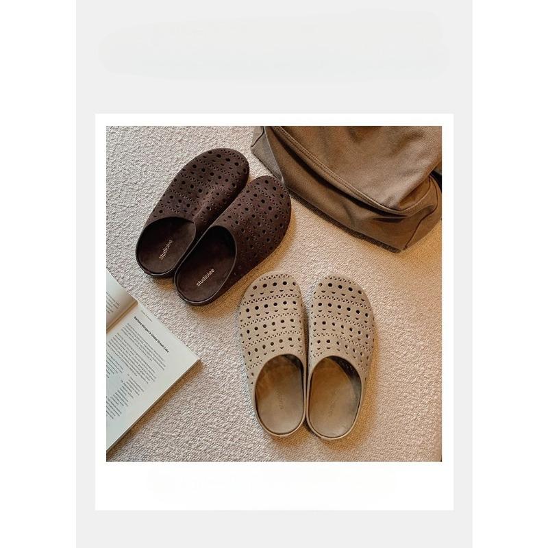 Ausgehöhlte Damenschuhe mit Zehenkappen Weiche Sohlen Weiche Oberflächen Dicke Sohlen und Bequeme Halbslipper