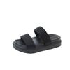 Fashion 2025 Summer New Women's Slippers Casual Double Strap Thick Bottom One Character Slippers Fashionable Simple Beach Sandals