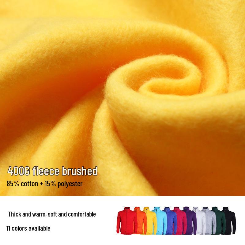 Spring/Summer Custom Workwear: Pure Cotton Zipper Sweatshirt with Turn-Down Collar and Long Sleeves for Uniform and Advertising.