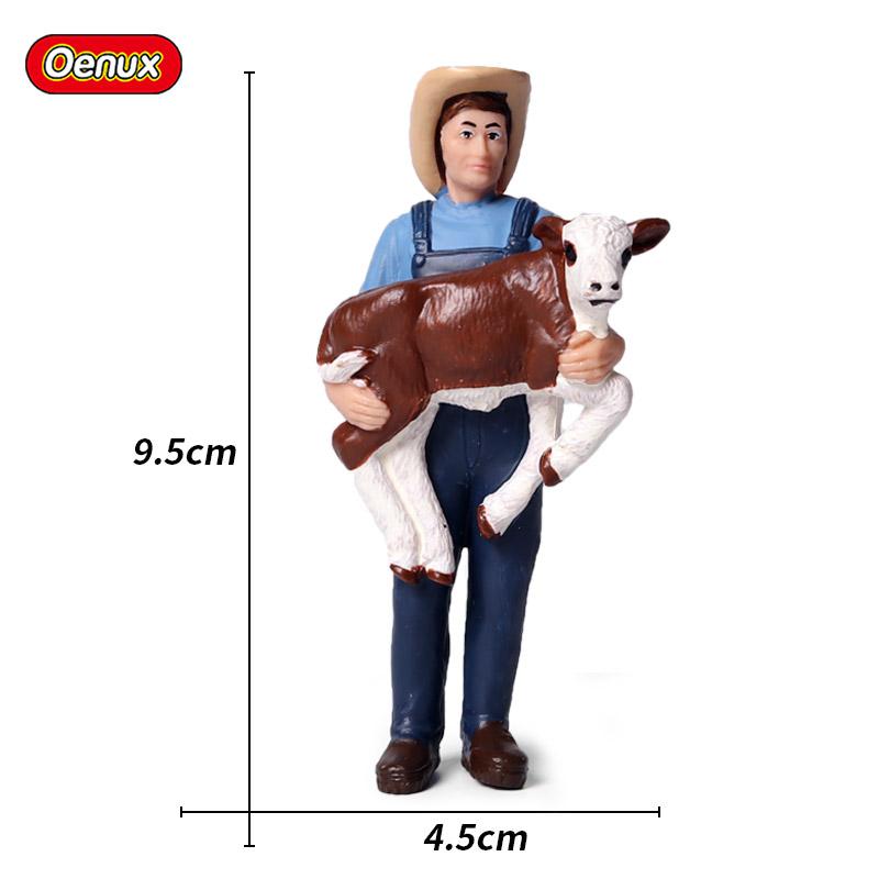 Oenux Home Decoration Equestrian Fencing Palm Trees Simulation Farm Cow Horse Animal Model Action Figures Miniature Cute Kid Toy