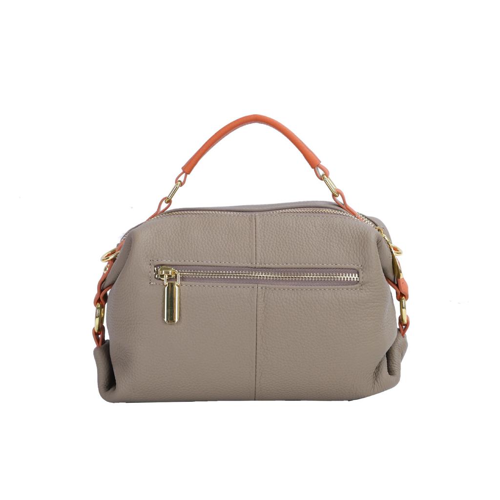 Korean Style Versatile Women's Handbag - Top Layer Cowhide, Color Blocking, Sequined Boston Shoulder Bag