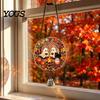 Pumpkin Party Decor Halloween Acrylic Hanging Decoration, Cartoon Ghost Ornament with Double Sided Bell, Suncatcher for Indoor Outdoor Holiday