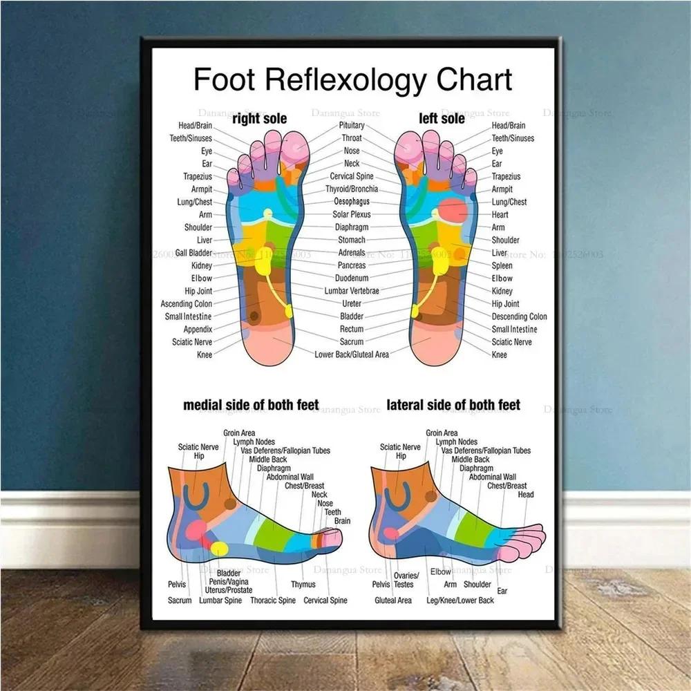 Trigger Points Anatomy Foot Reflexology Chart Study Canvas Painting Poster Prints Wall Art Picture Photo Gift Room Home Decor