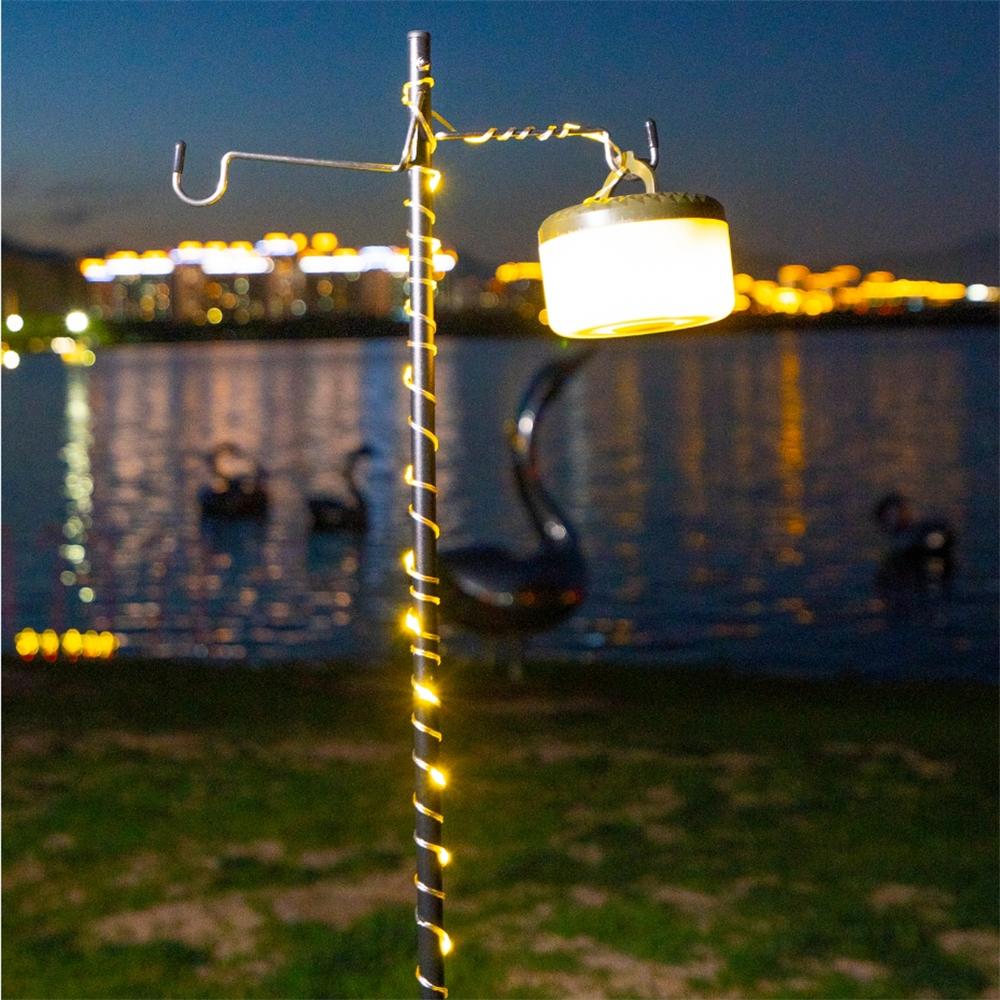 New LED outdoor camping light Type-c charging waterproof leather line portable hanging ceiling tent atmosphere light