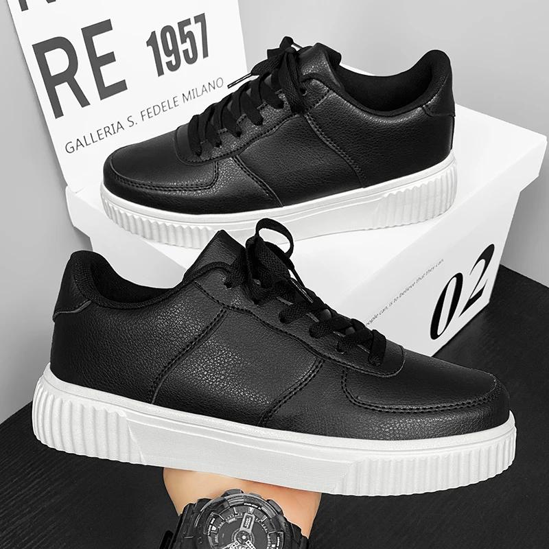 British Style Men Leather Casual Designer Sneakers Comfy Non-Slip Walking Shoe Classic Skateboarding Big Size 48Trainers Basket