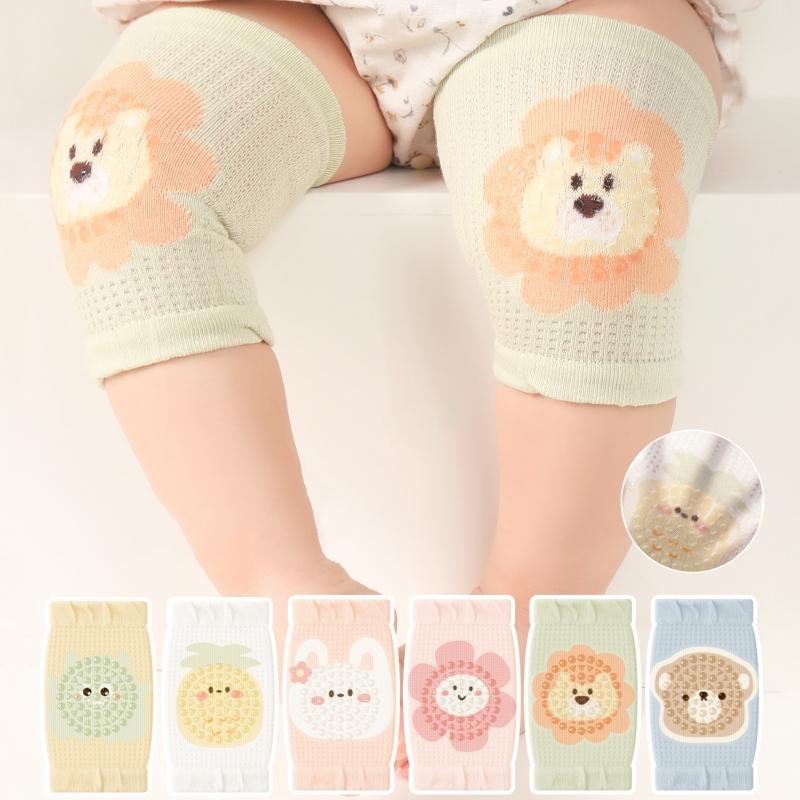 Summer Mesh Breathable Baby Kneepad Cartoon Animal Cotton Thin Boy Girl Knee Protector 0-3 Years Kids Crawl Anti-Slip Knee Pads