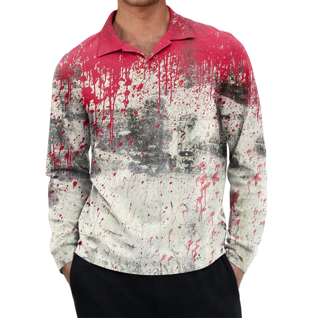 Men's Casual Retro Small V-neck Long-sleeved Top