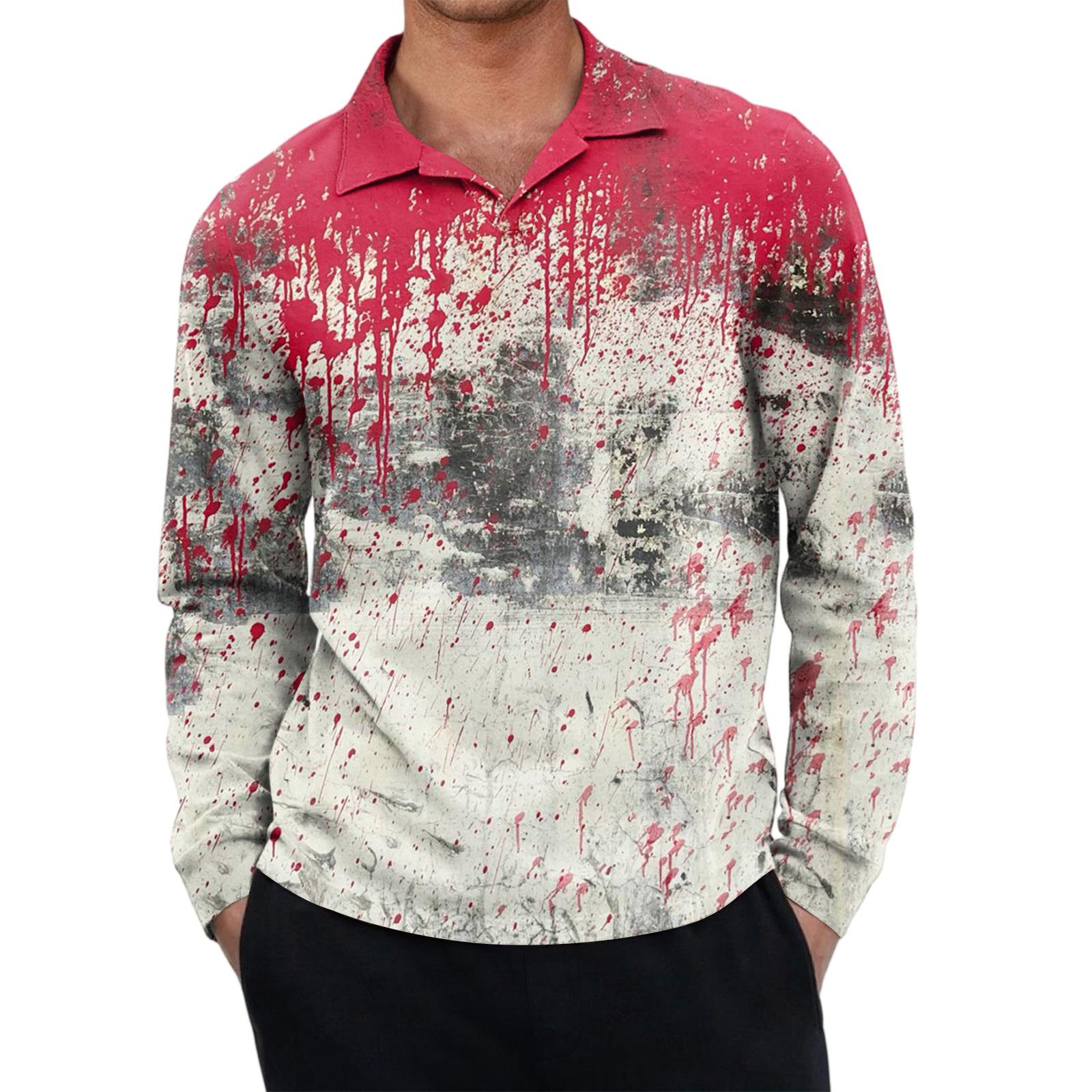 

Мужской повседневный ретро топ с маленьким V-образным вырезом и длинными рукавами M красный