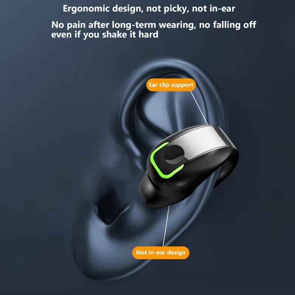 Single Ear Bluetooth 5.3 Wireless Headphones OWS Driver Waterproof Ear Hook Headphones Lightweight With Microphone