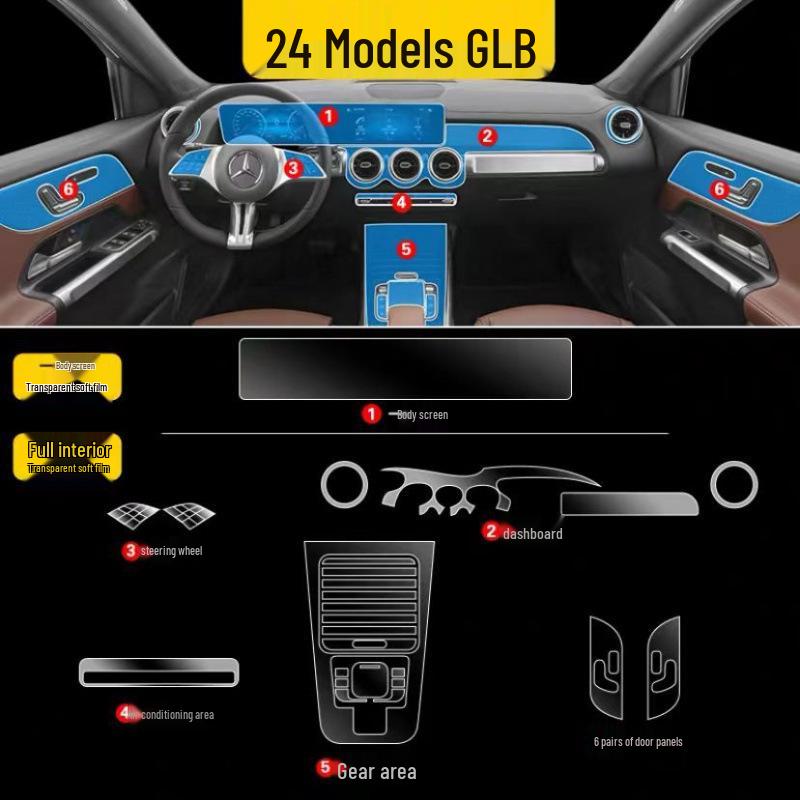 Mercedes-Benz GLB Class 25 Models Interior TPU Film for Center Console Screen Decoration