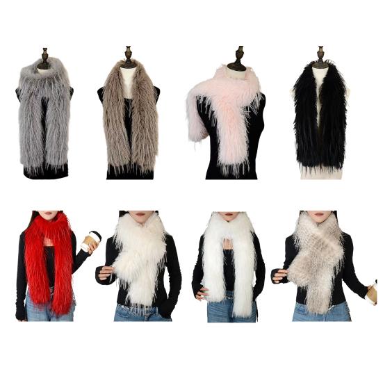 Women Scarf Solid Color Imitation Turkey Feathers Long Scarf Autumn Winter Warm Scarf Daily Party Street Wear