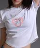 LIKE THE MOST Women'S Angel Rabbit Round Cut Short Sleeve T-Shirt_White