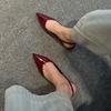 Be careful with the slope heel, simple temperament, fashionable commuting, pointed head and thin flat heel single shoes, sandals women