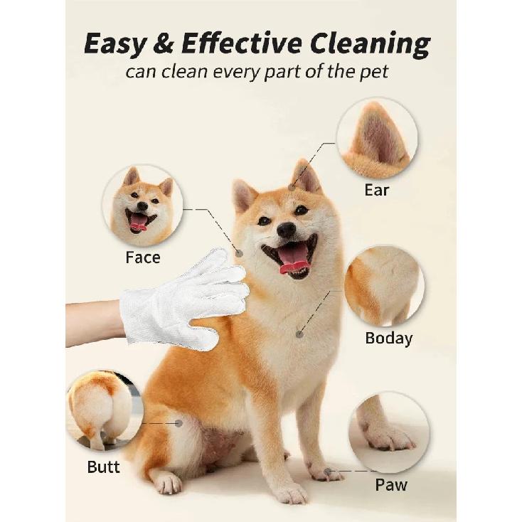 20 Pcs Pet Wash Free Cleaning Thick Gloves Cat and Dog Dry Cleaning Wet Wipes Pet Cleaning Products Remove Odor