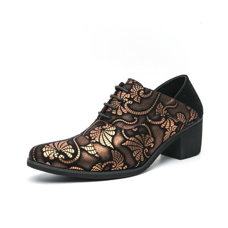 Fashion Men's Casual Leather Shoes New Plus Size Fashionable High Heel Business Class Shoes Rubber Sole Polyamide Lining Adult Shoes