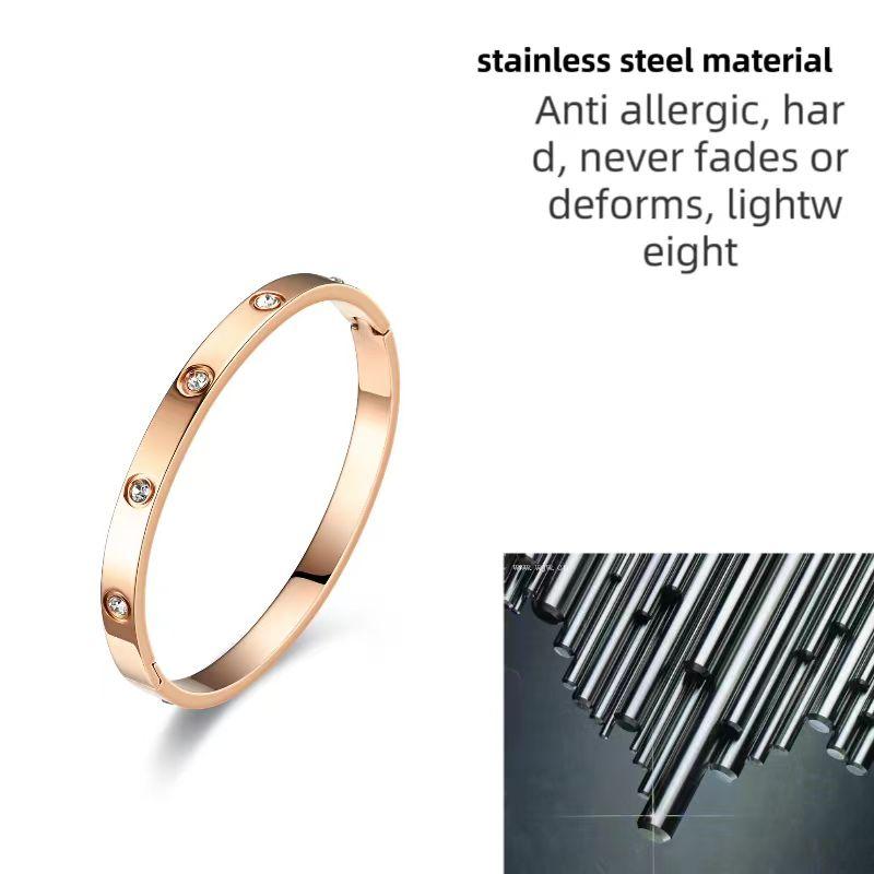 Simple Fashionable Titanium Steel & Stainless Steel Women's Diamond Inlaid Bracelets Non-Fading Accessories