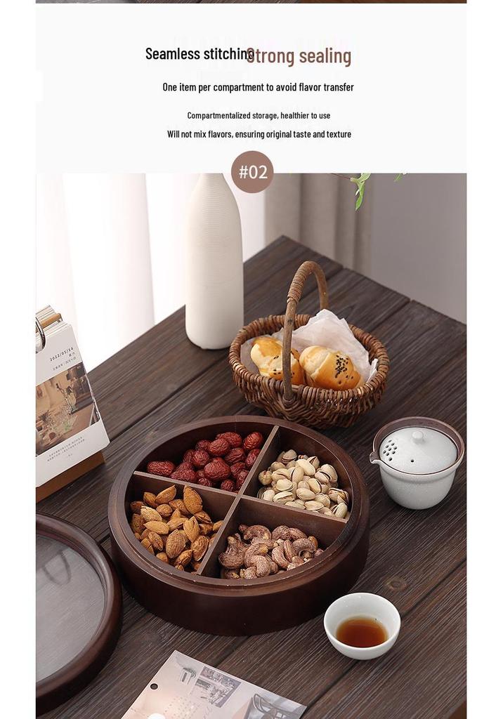 New Chinese Style Solid Wood Candy Box: Light Luxury Retro Compartmental Storage for Coffee Tables or Weddings.