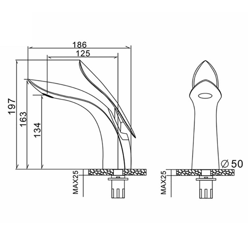 Creative Basin Faucets Bathroom Sink Waterfall Cold and Hot Mixer Water Tap Crane Single Hole Deck Mounted