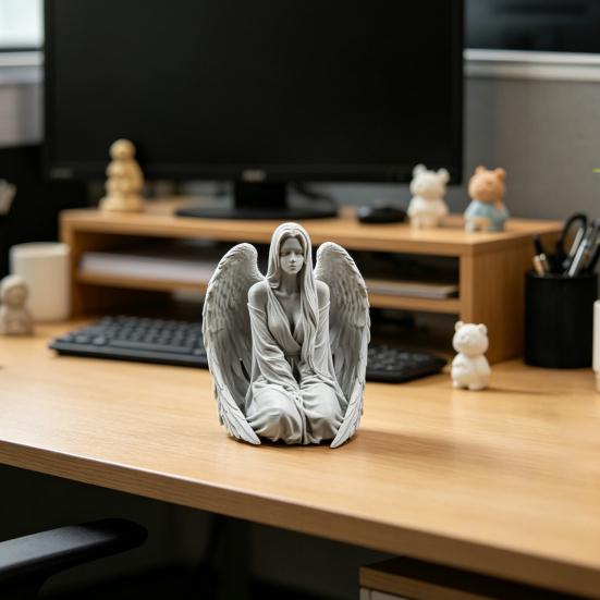 3D Printed Angel Figurine, Desktop Angel Ornament, Resin Angel Sculpture for Bedroom Entrance Hall Study Room Stylish Home Decor Gift
