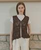 VLETI V-Neck Hook Detail Scasi Knit Vest (Brown)