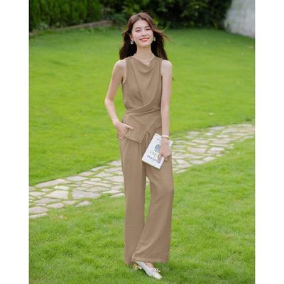 Completo da Donna Mocana con Blusa Senza Maniche e Pantaloni a Gamba Larga