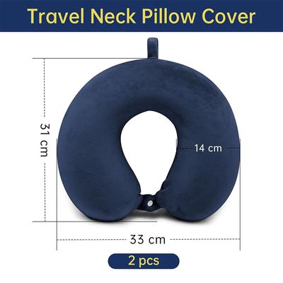 New 2pcs Reusable U-Shaped Travel Neck Pillow Cover(Only Pillow Covers,No Filler)