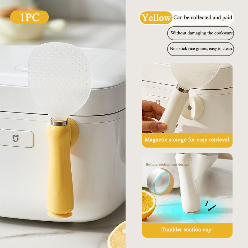 

Magnetic Rice Scoop Non-Stick Heat-Resistant Thickened Standable Kitchen Utensil for Electric Rice Cooker Household Cooking жёлтый