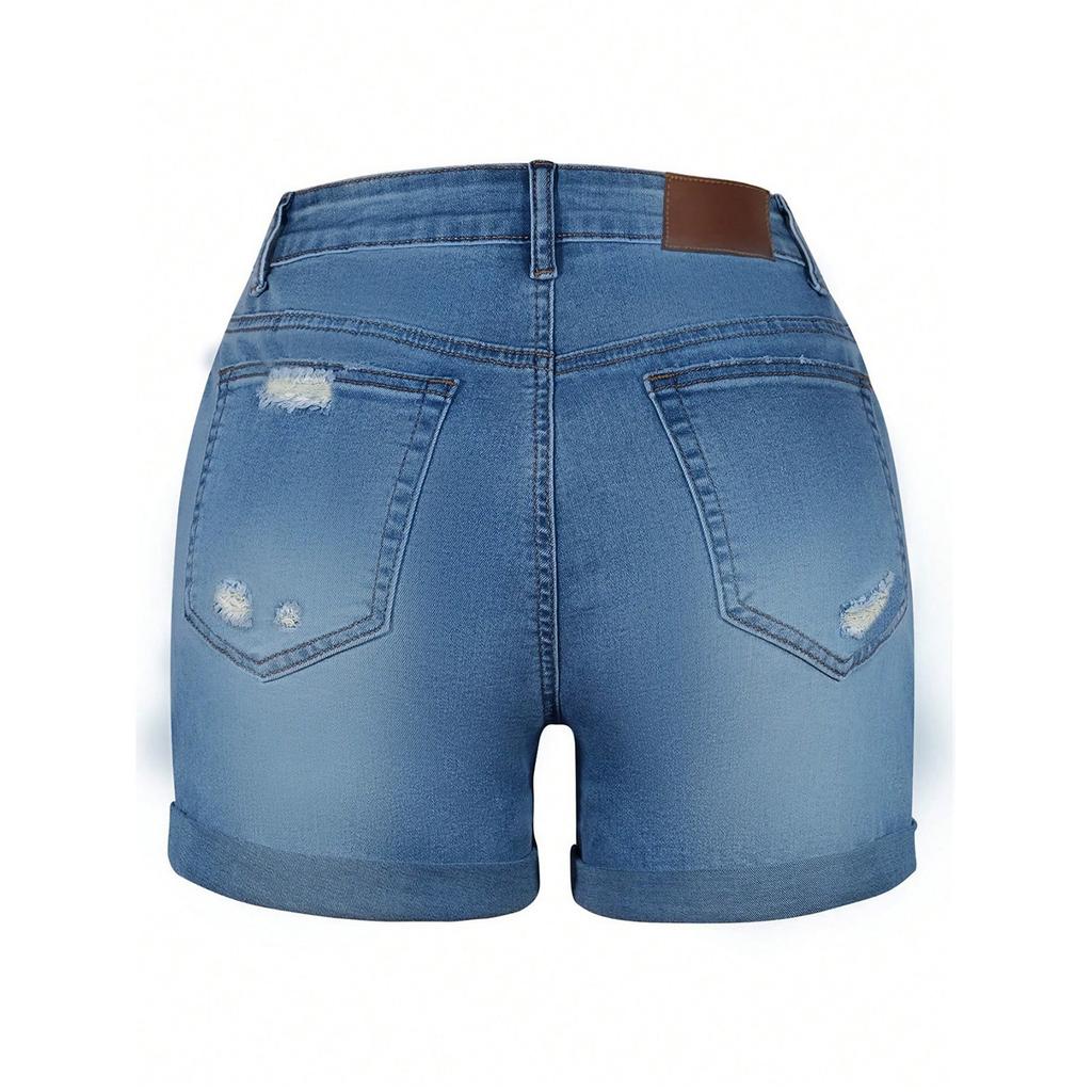 Women's Solid Color Jeans Stretch Slim Fit Casual Fashion Denim Shorts
