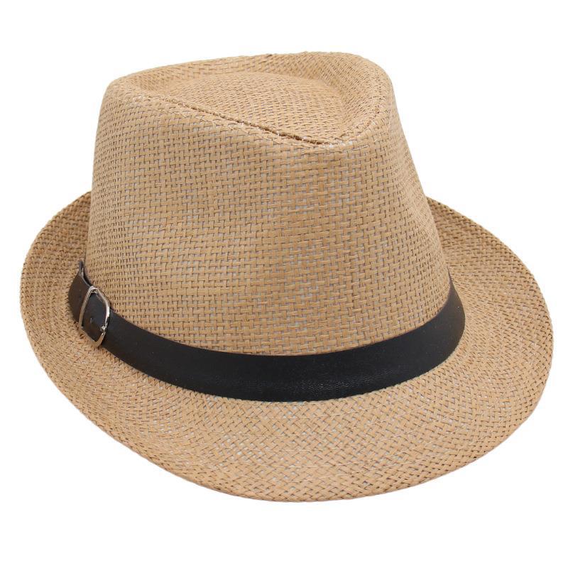 Tavaszi és Nyári Szalmakalap Tengerparti Nyaralás Hűs Kalap Rövid Karimájú Napvédő Kalap Csatos Úriember Churchill Kalap Külföldi Stílusú Férfi