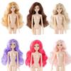 1/6 Supermodel Doll Body+Head Parts Simulation Glass Eyes Colourful Curly Hair With Make-Up Doll Head Joint Movable Dress Up Toy